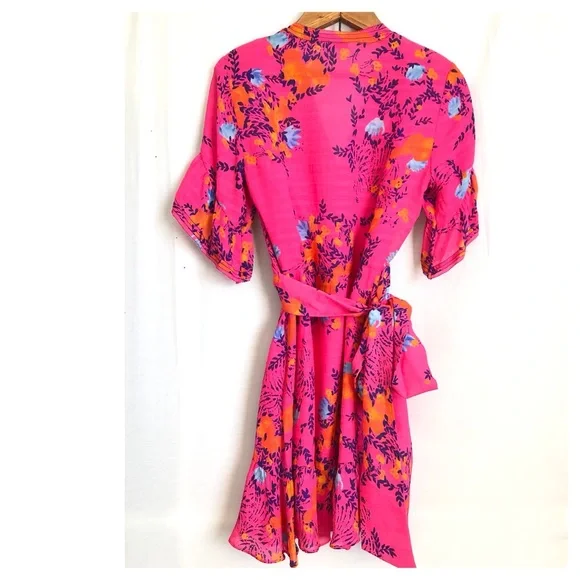 {Tanya Taylor} Kayla Floral Dress in Bright Pink - Picture 4 of 14